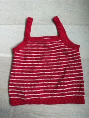 Primark Red and White Striped Knit Tank Top girls sz 10-11